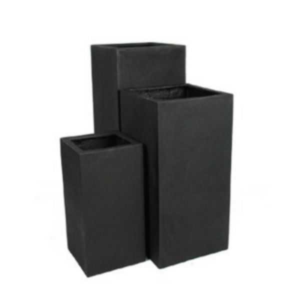 Sort glasfiber krukke, 30*30*60 cm.