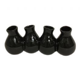 salg af Vase m/4 huller - blank sort 22 cm.
