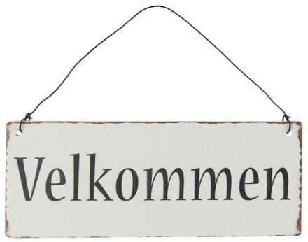 salg af Velkommen skilt, - metal - 7*15 cm.