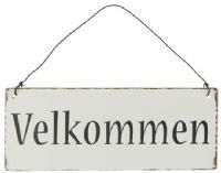 salg af Velkommen skilt, - metal - 7*15 cm.